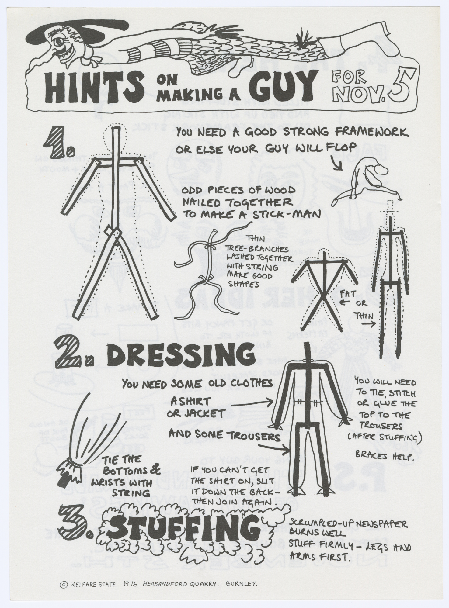 Instruction sheet on how to build guy